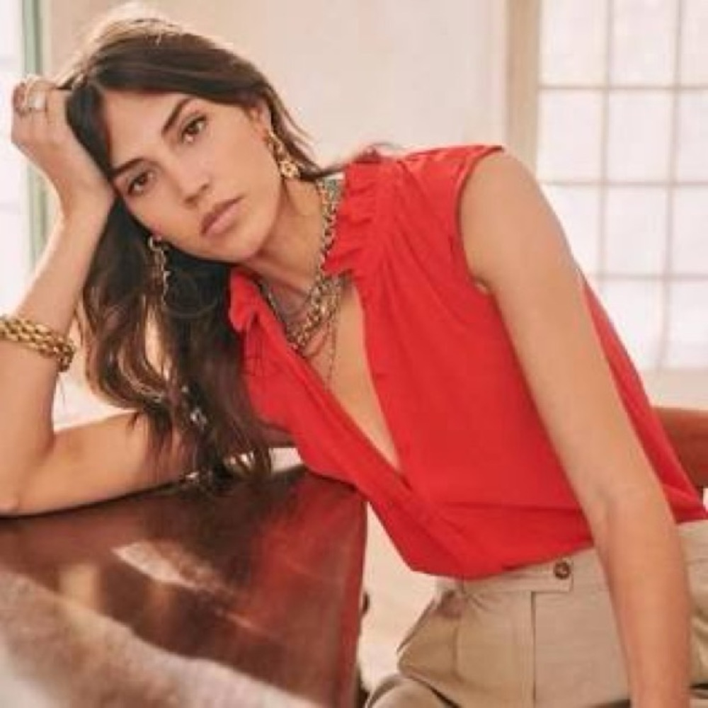 Sezane Castelle top coral size 34 / XS EUC